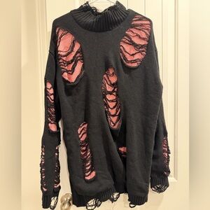 Dolls Kill Current Mood REMOTE CONTROL KNIT SWEATER - PINK, Size M/L